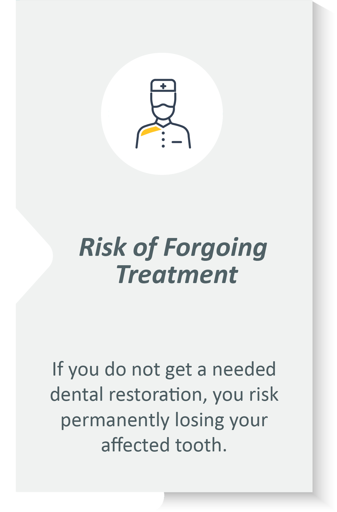 Dental restorations infographic: If you do not get a needed dental restoration, you risk permanently losing your affected tooth.